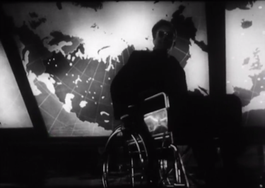 Curtis introduces Kissinger as the cartoonish Strangelove (played by Peter Sellers) in Dr. Strangelove (Kubrick 1964)